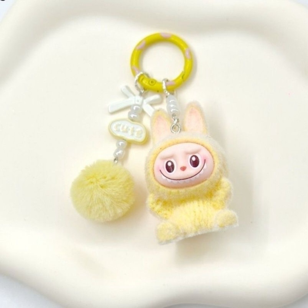 10PCs Fuzzy Labubu Keychains with Pom-pom. Cute Monster Bunny Charm-Not Pop Mart - Picture 7 of 16